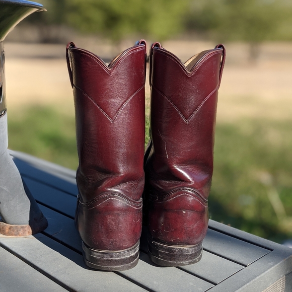 Worn in Boots Justin Style Auburn Brown Leather - Picture 5 of 9